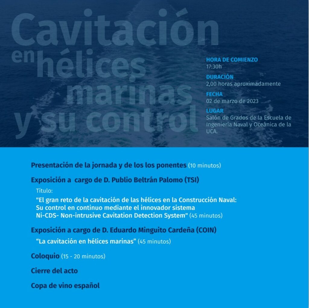 Agenda del Evento de la Universiad de Cádiz sobre cavitación